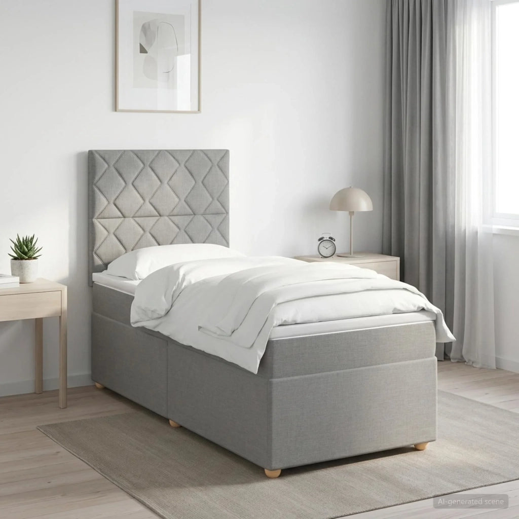 Letto box spring con materasso Grigio Chiaro 100 x 200 cm 3455287