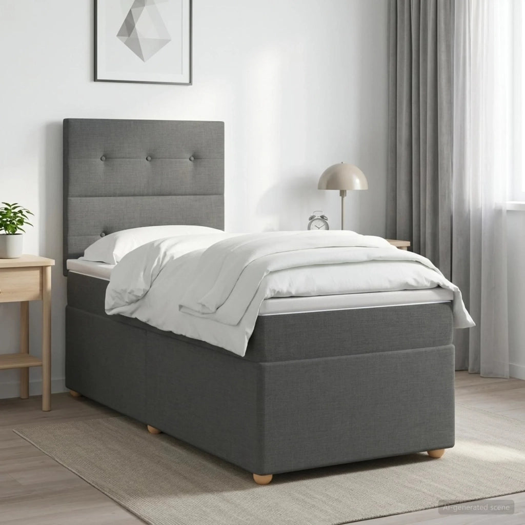 Letto Box Spring LED con Materasso Grigio Scuro 80 x 200 cm 3455728