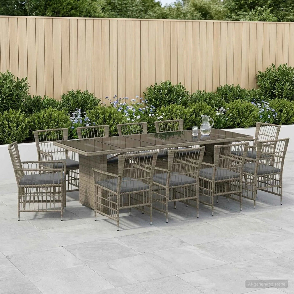 Set da pranzo per esterni 11 pz Grigio polyrattan 3448947