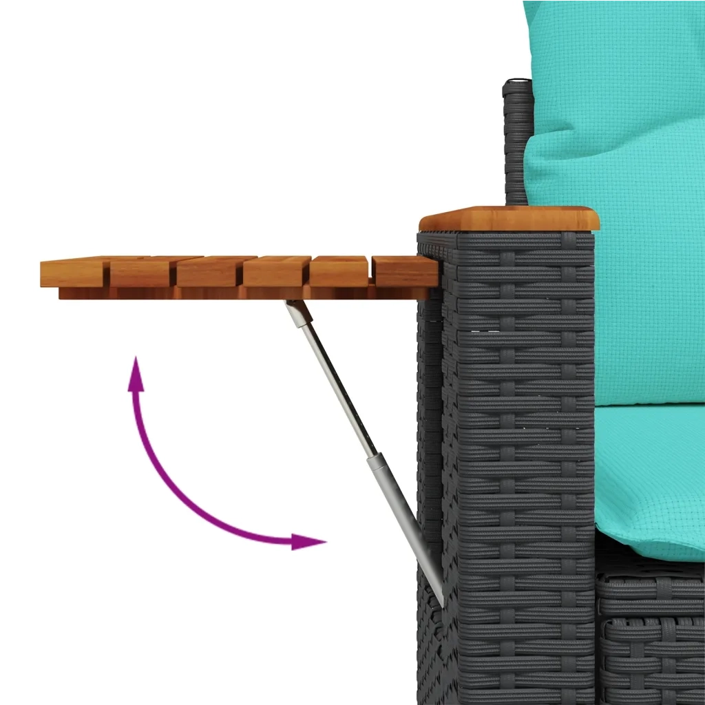 Set Divani da Giardino 7 pz con Cuscini Nero in Polyrattan