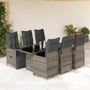 Set Bistrò da Giardino 7 pz con Cuscini in Polyrattan Grigio 3277171