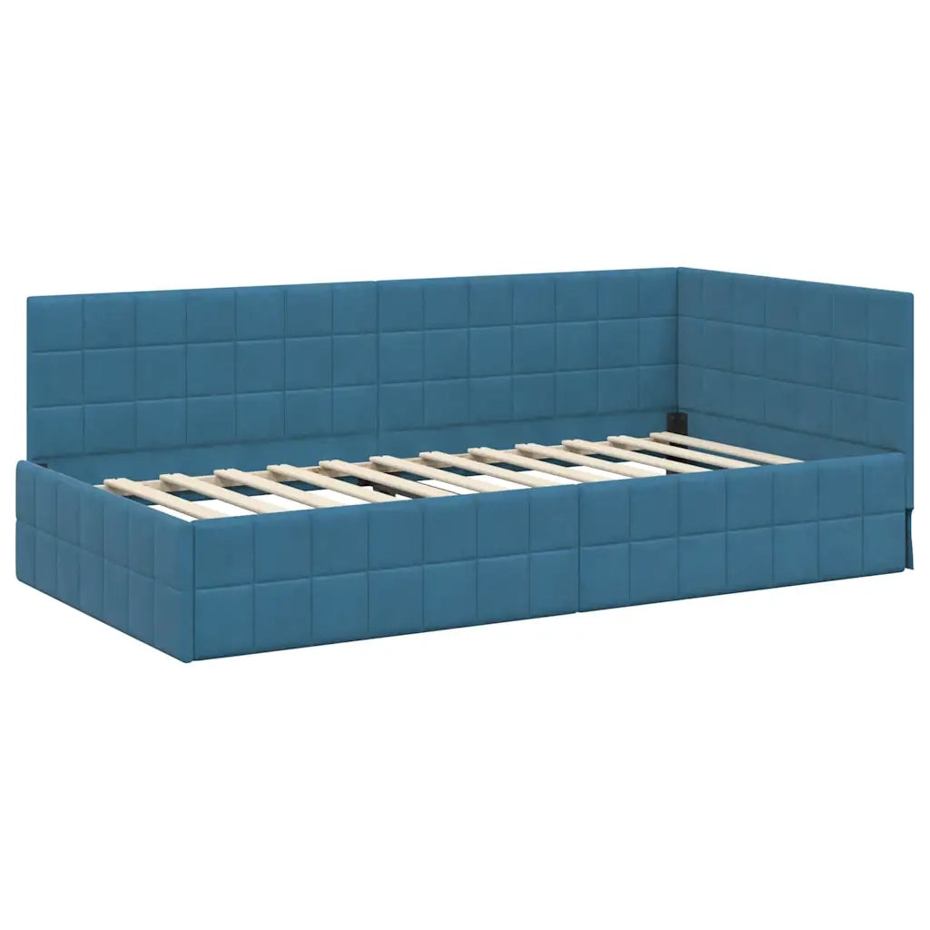 Cornice del letto ad angolo Blu 90 cm x 190 cm Velluto 42016377