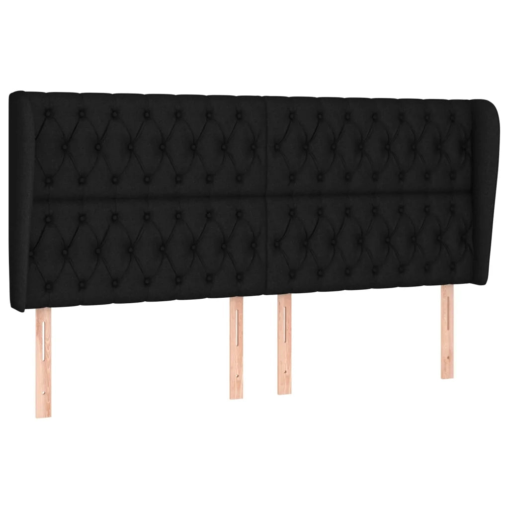 Testiera ad Orecchio-Testata con Orecchie Nera 183x23x118/128 cm in Tessuto 948237