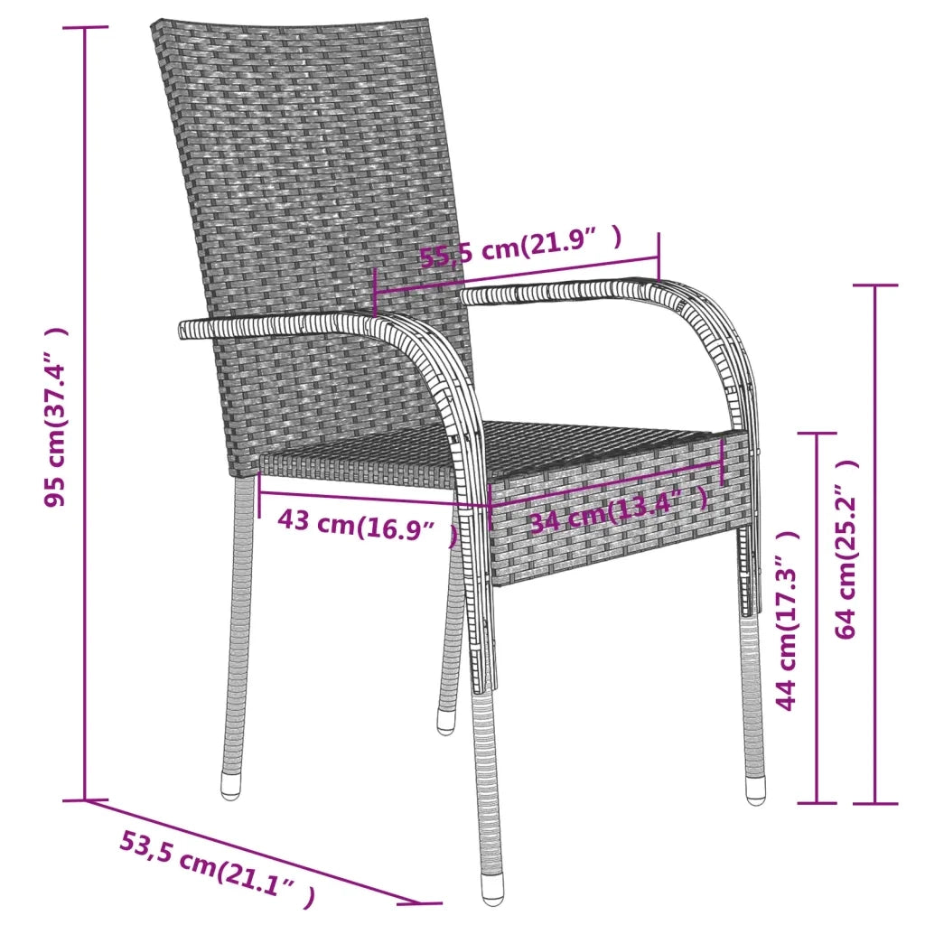 Set da Pranzo per Giardino 7 pz con Cuscini Neri 3099399