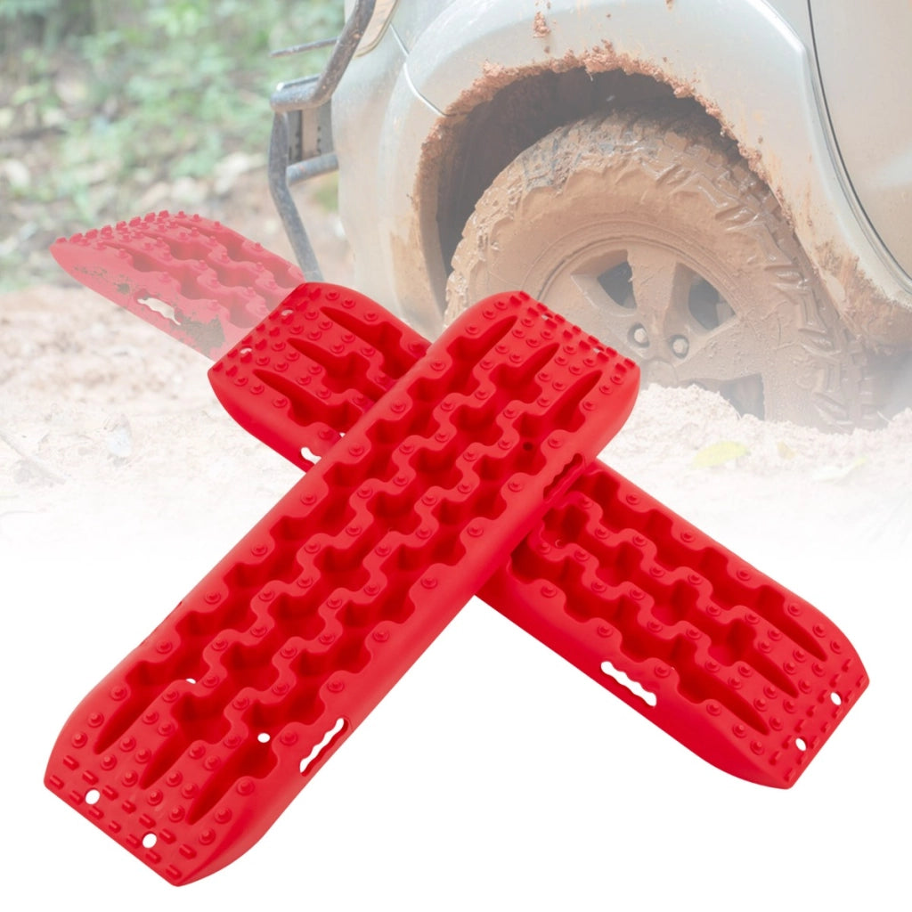 2 Tavole di recupero per fuoristrada, Piastre di trazione per liberare veicoli da neve sabbia 107x31x7cm Rosso-Accessori per veicoli