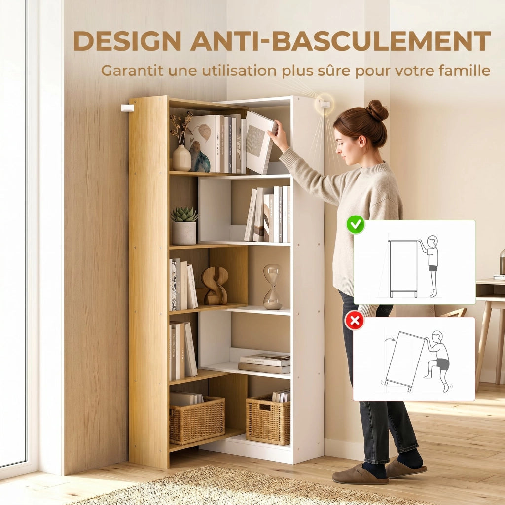 Libreria angolare girevole 5 ripiani ¨C Xylo ¨C legno rovere L 60-111x24x164cm