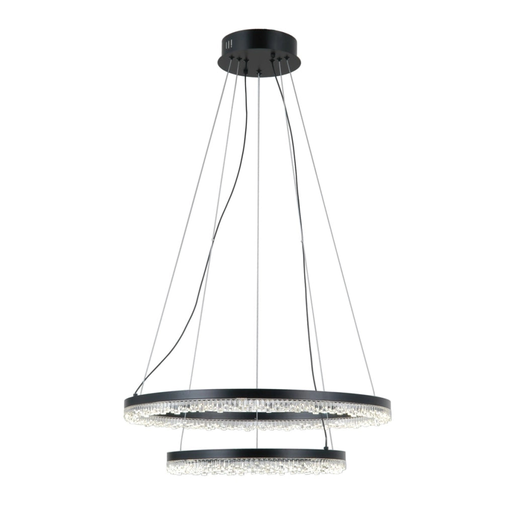 Lampada sospesa Barlo 2 anelli LED nera Italux