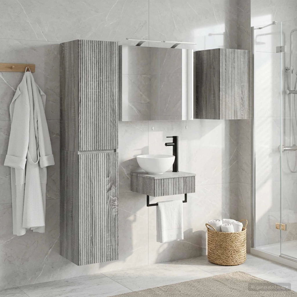 Set di mobili per il bagno 5 pz Sonoma grigio 3407244