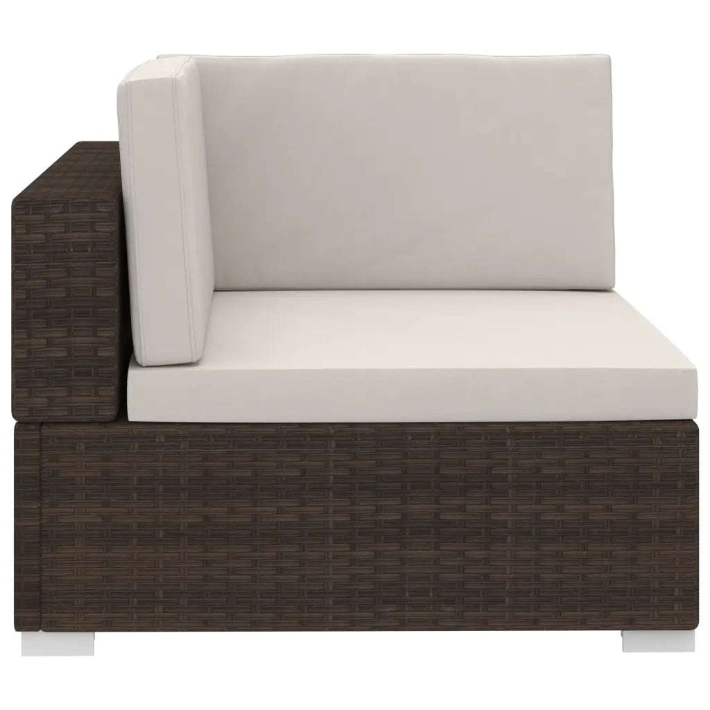 Set Divani da Giardino 3 pz con Cuscini in Polyrattan Marrone 47265