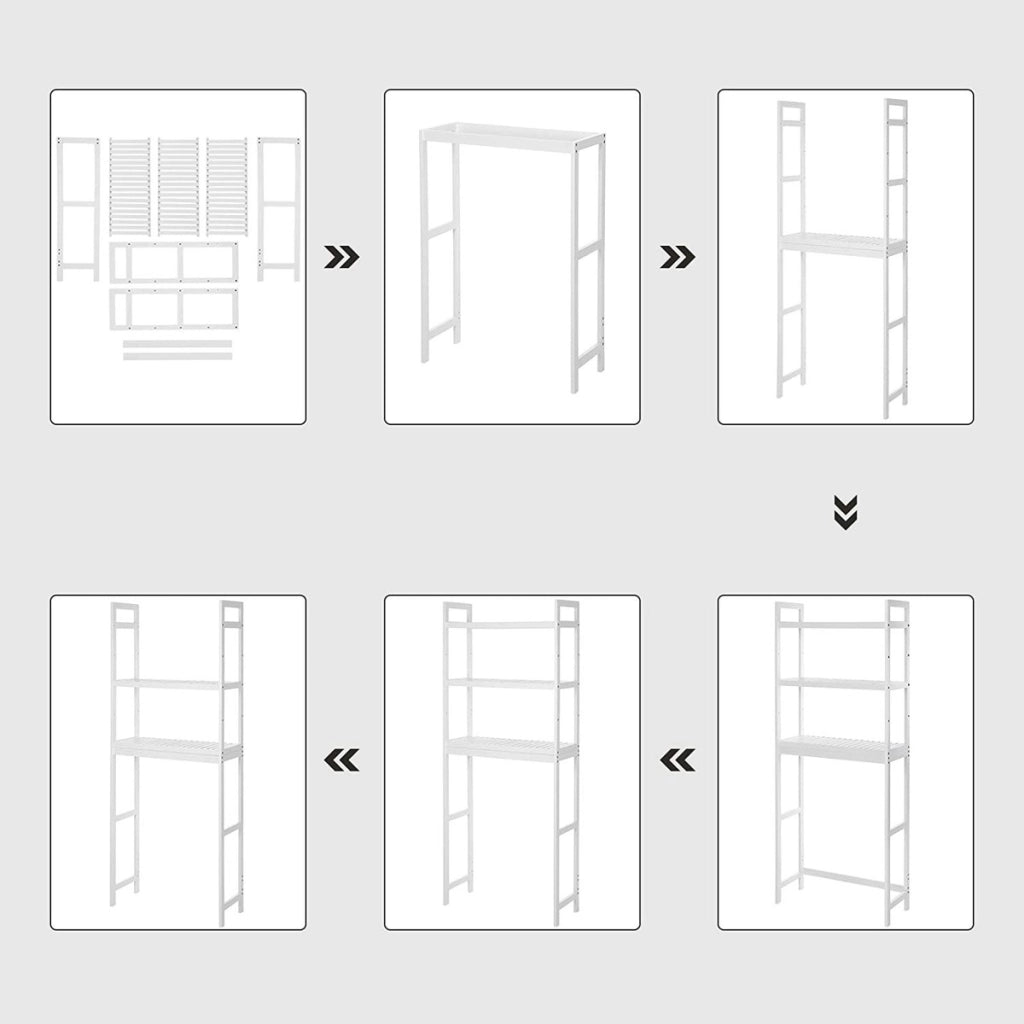 Scaffale salvaspazio da bagno in bambù bianco