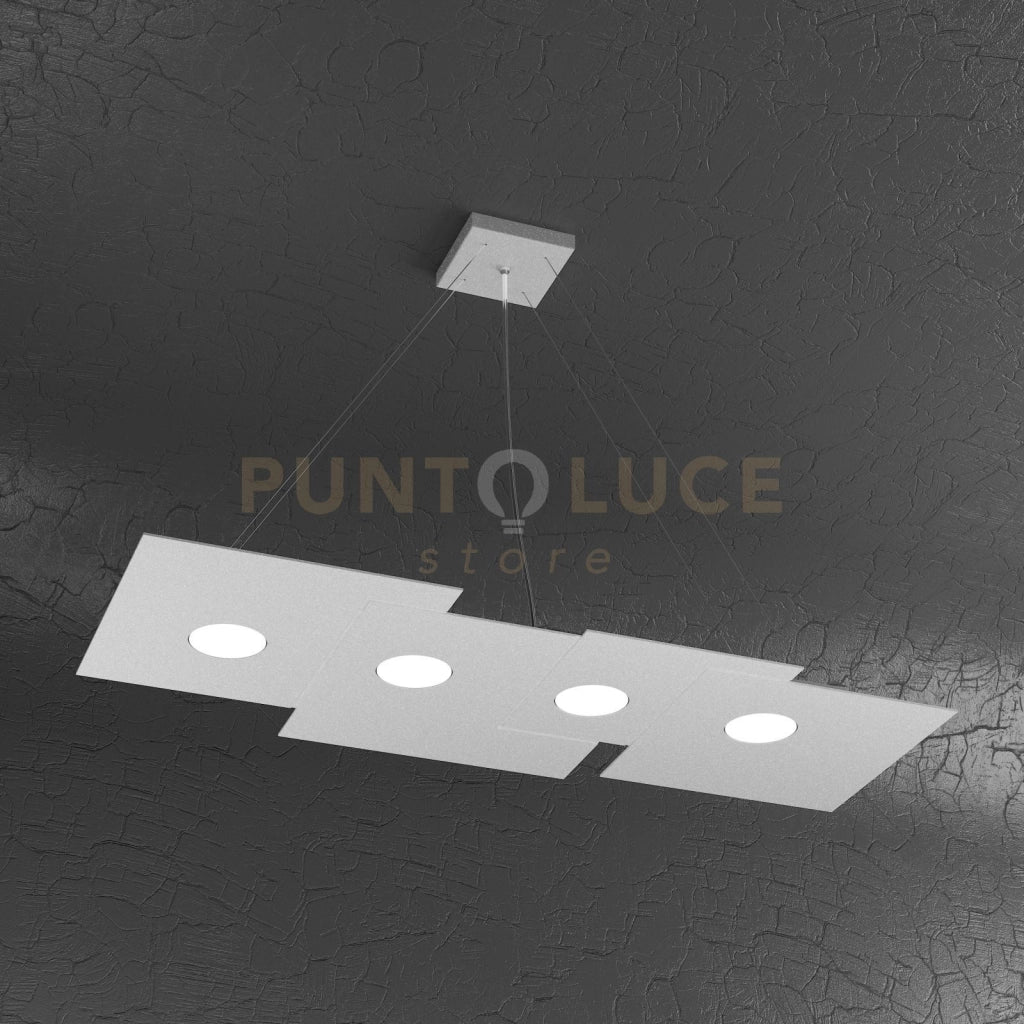 PLATE SOSPENSIONE 4 LUCI RETTANGOLARE GRIGIO 1129-S4 R-GR