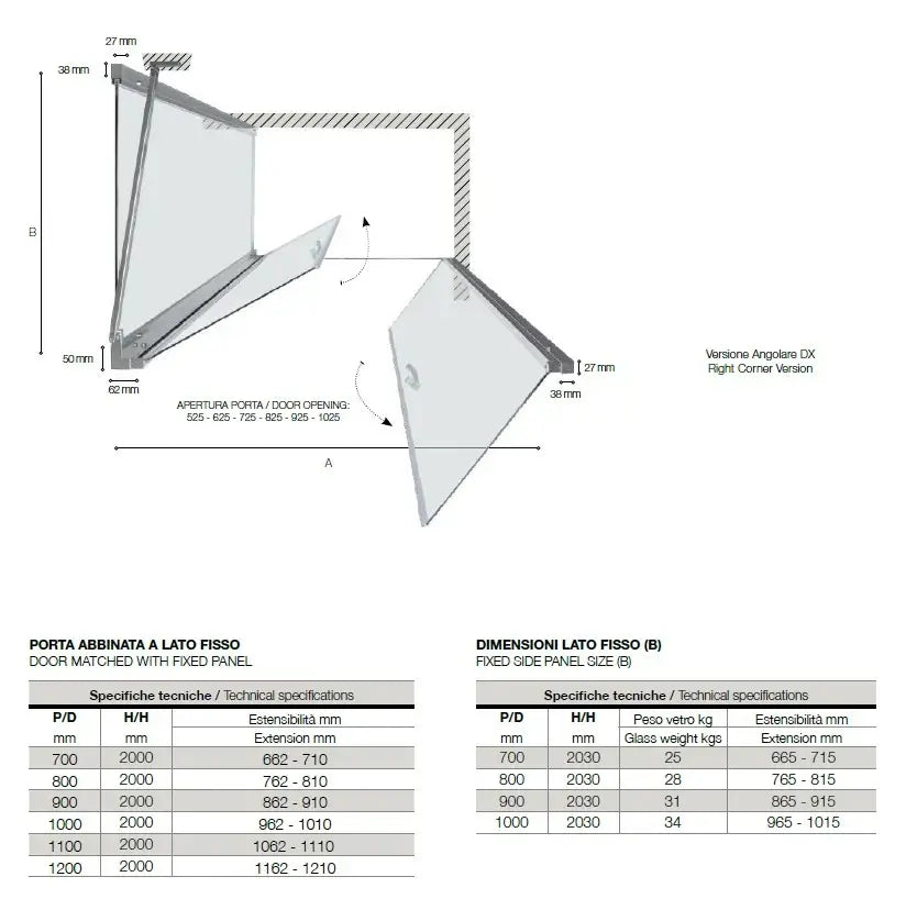 Box Doccia Saloon 6mm Anticalcare H200 Trasparente - 100x120