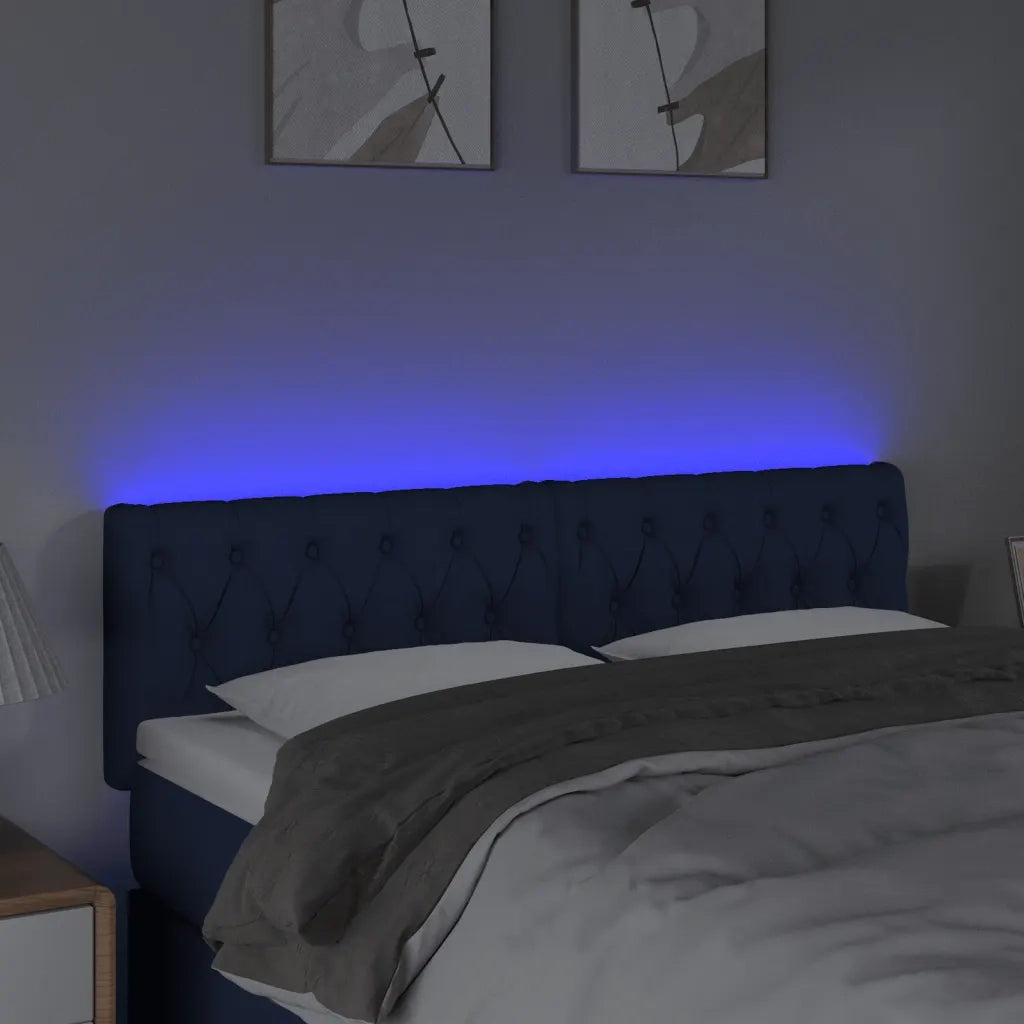 Testiera a LED-Testata con LED Blu 144x7x78/88 cm in Tessuto
