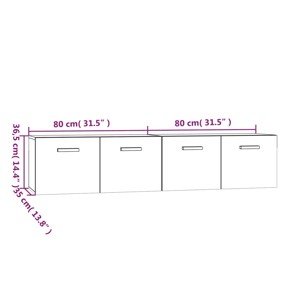Mobili Parete 2 pz Bianco 80x35x36,5cm Legno Multistrato 3115644