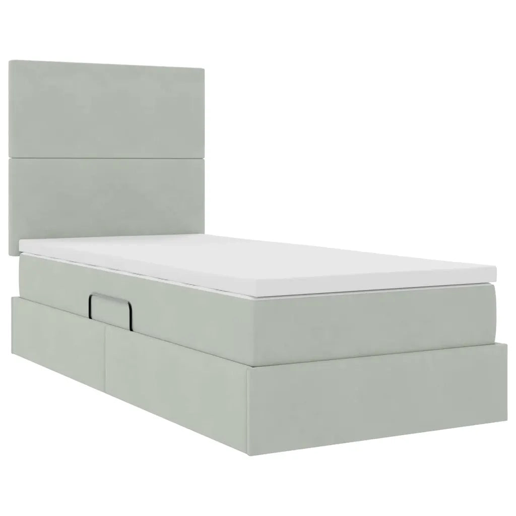 Letto con contenitore e LED Grigio chiaro 90 x 200 cm Velluto