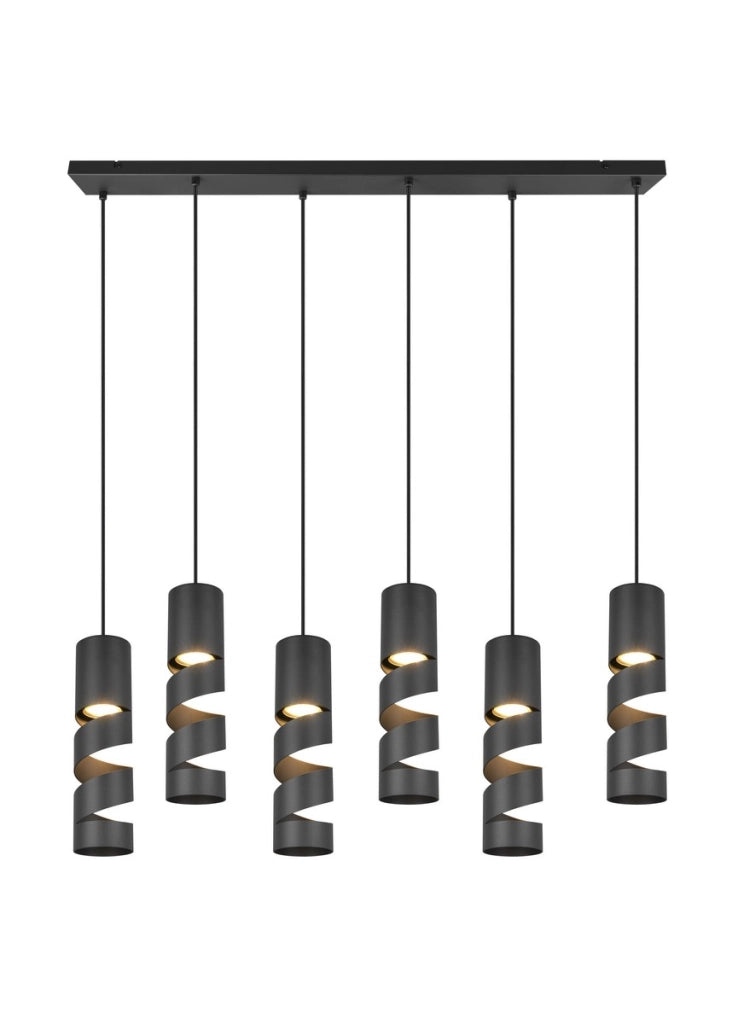 Lampada a sospensione nera STREAM Trio 6xGU10 150cm