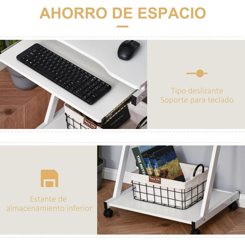 Scrivania con Ruote ¨C Minimal ¨C Bianco 60x48x76 cm