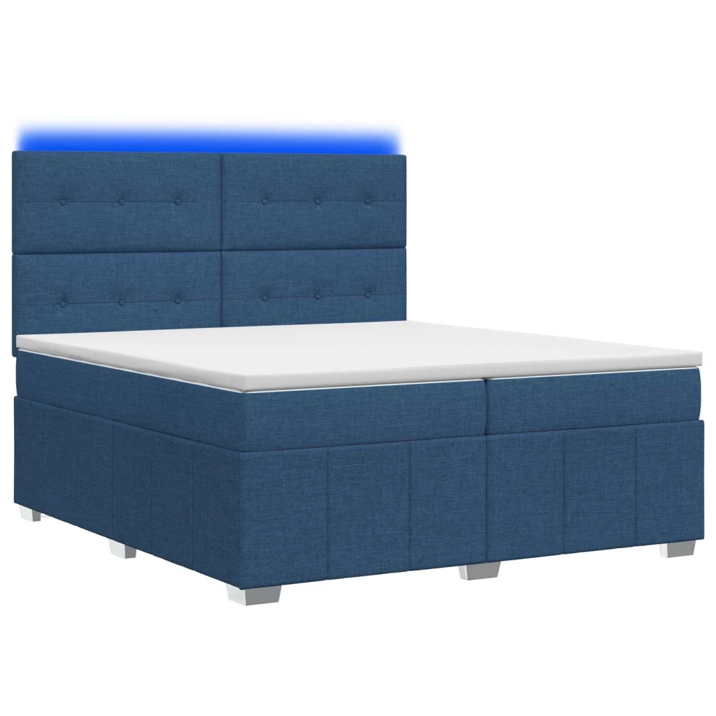 Letto Box Spring LED con Materasso Blu 200 x 200 cm Tessuto 3455688