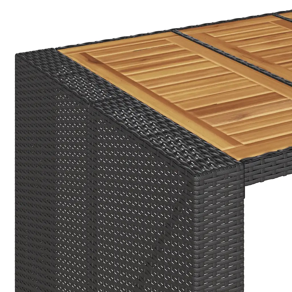 Set Bar da Giardino 3pz senza Cuscini Nero in Polyrattan Acacia 3328885