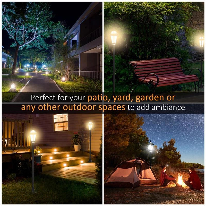 SET 2 LAMPIONI SOLARI PER GIARDINO CON 2 LED E ACCENSIONE AUTOMATICA, NERO