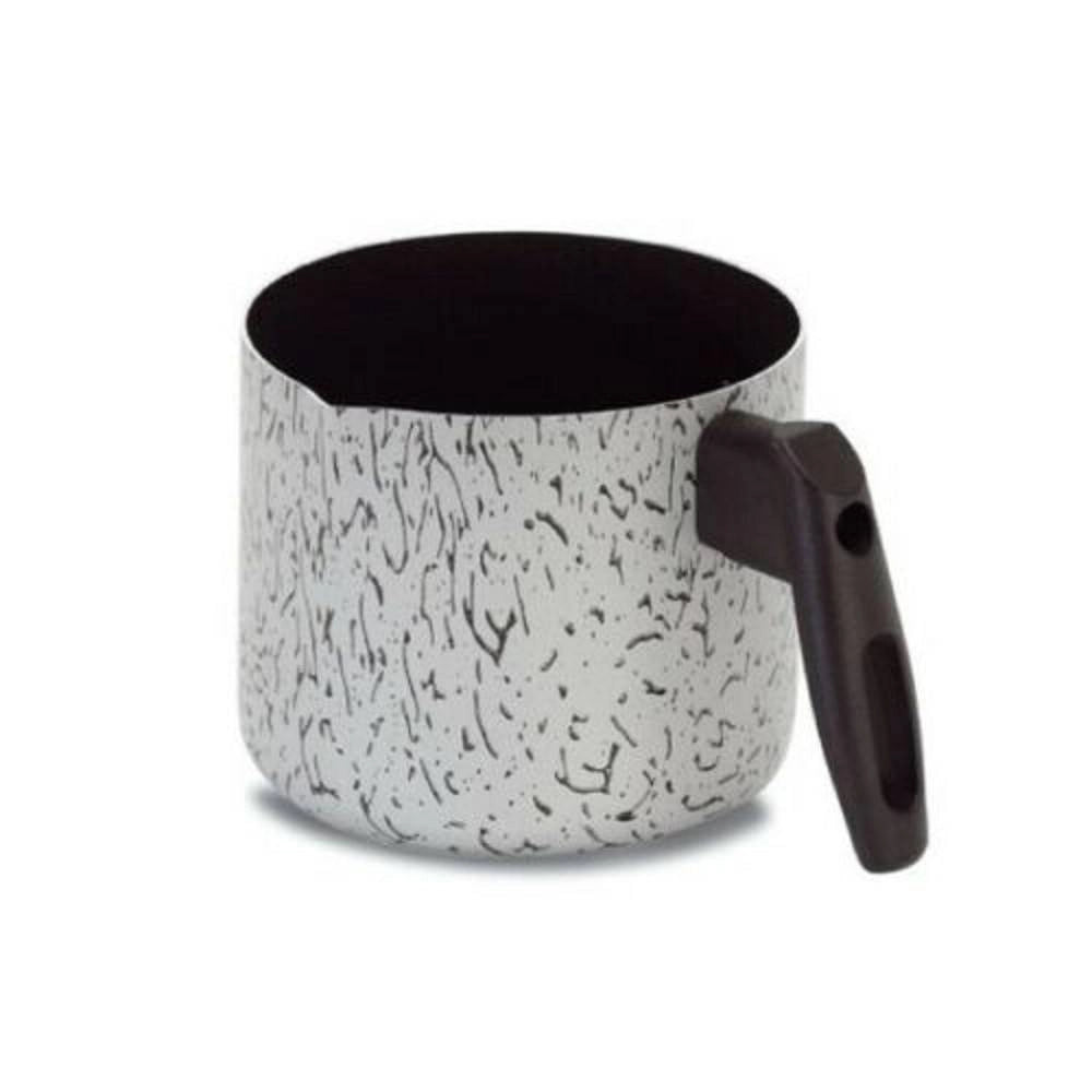 Trade Shop - Pentolino Bollilatte Bolli Latte 12 Cm Silver Plus Antiaderente Con Manico -