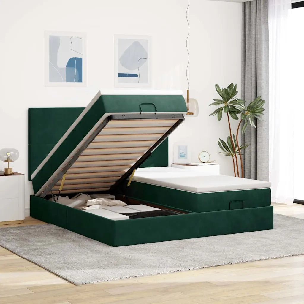 Struttura Letto Pouf con Materassi 160x200 cm Velluto 3313751