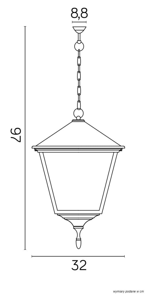 Lampada a sospensione esterna Retro Ø32 E27 nera IP43