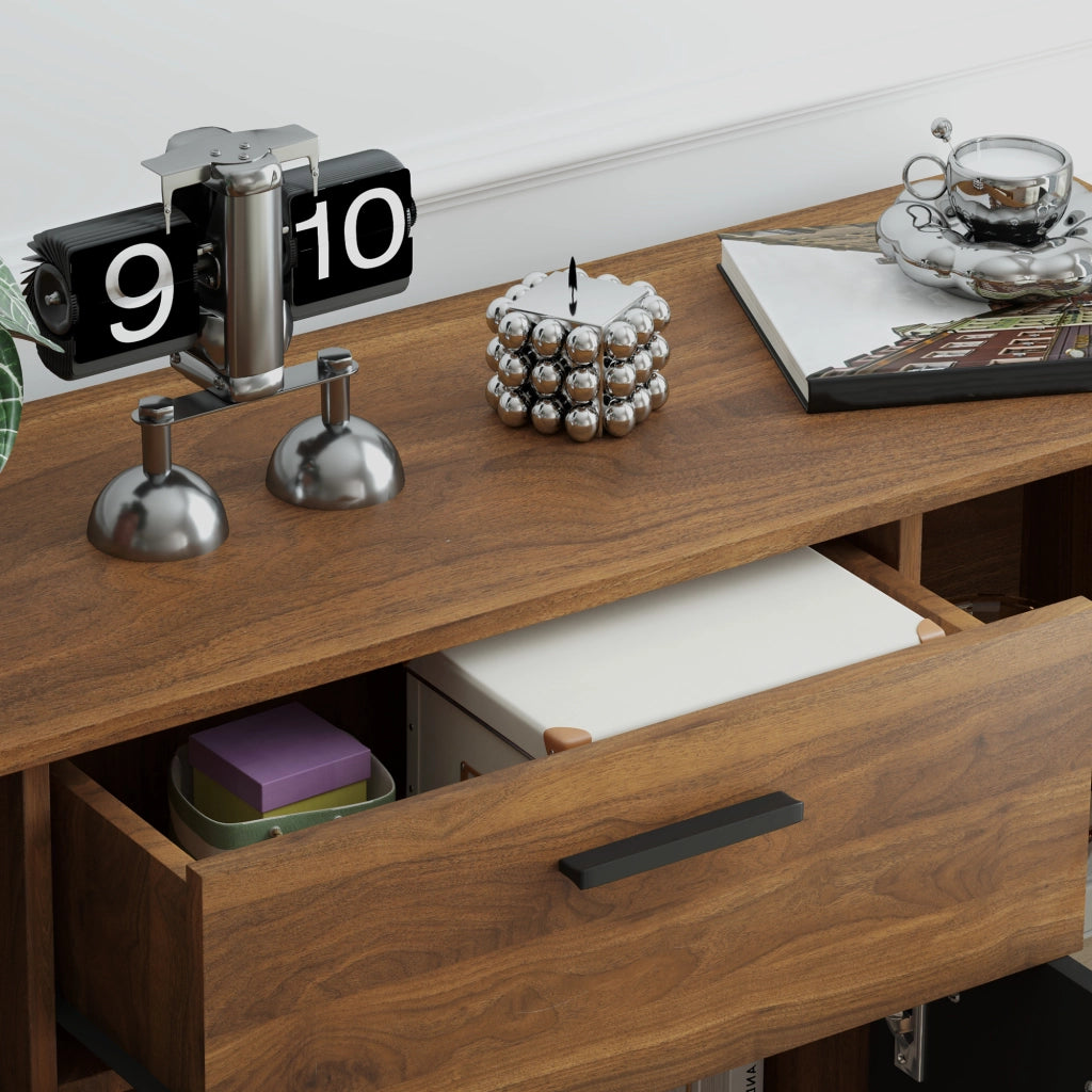Buffet per soggiorno ¨C Minimal ¨C 120x35x85 cm, marrone e nero