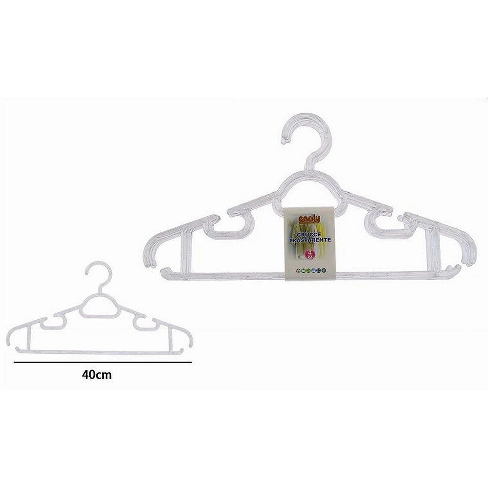 Trade Shop - Set 4pz Grucce Stampelle Plastica Trasparente Appendiabiti Pantaloni Vestiti 87002 -