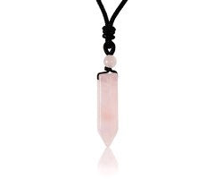 Cristallo Amatista Pendente - Collana a Cristalli - Corda Nera Flessibile - 11x38mm