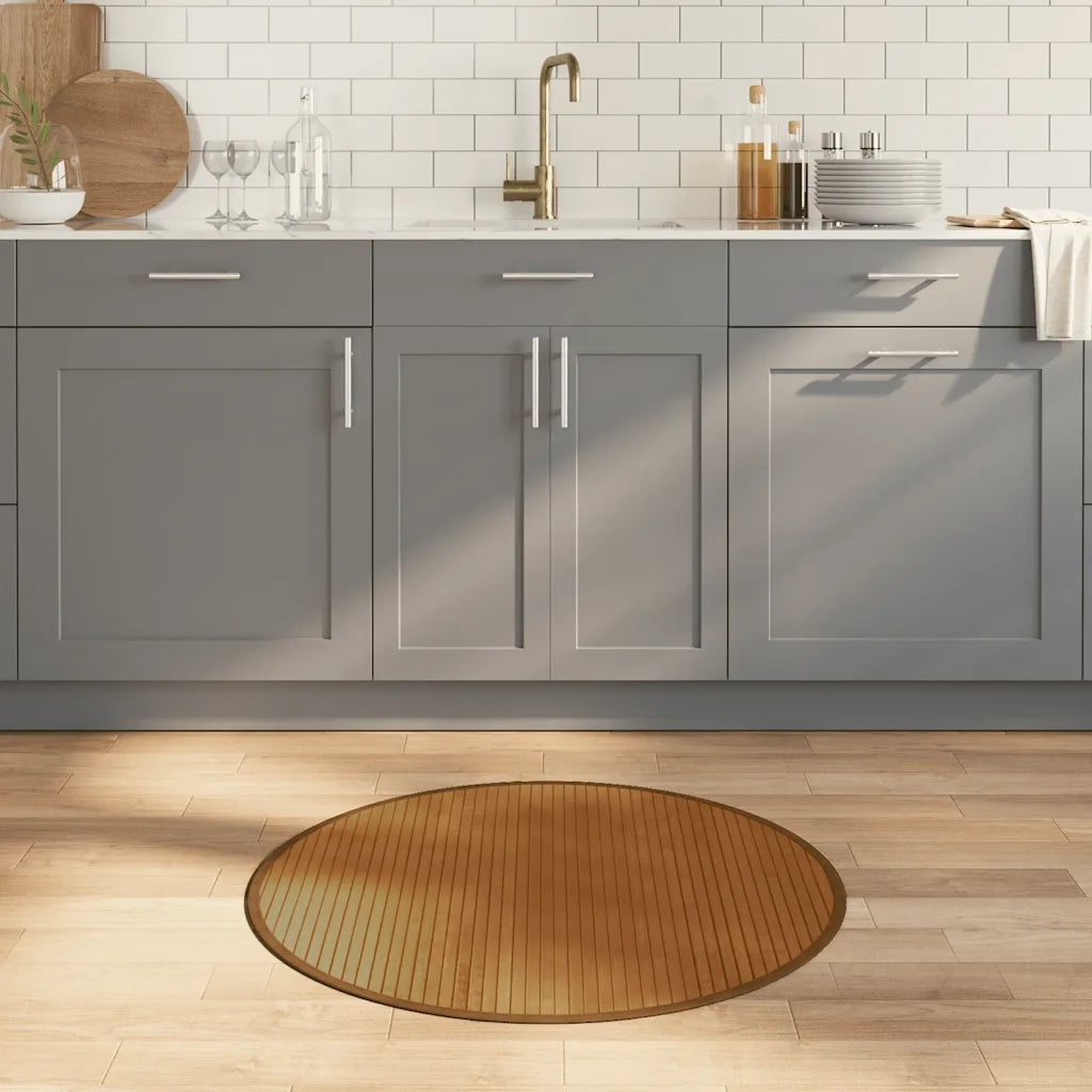 Tappeto del soggiorno | Tappeto Rotondo Marrone 80 cm in Bamb¨´