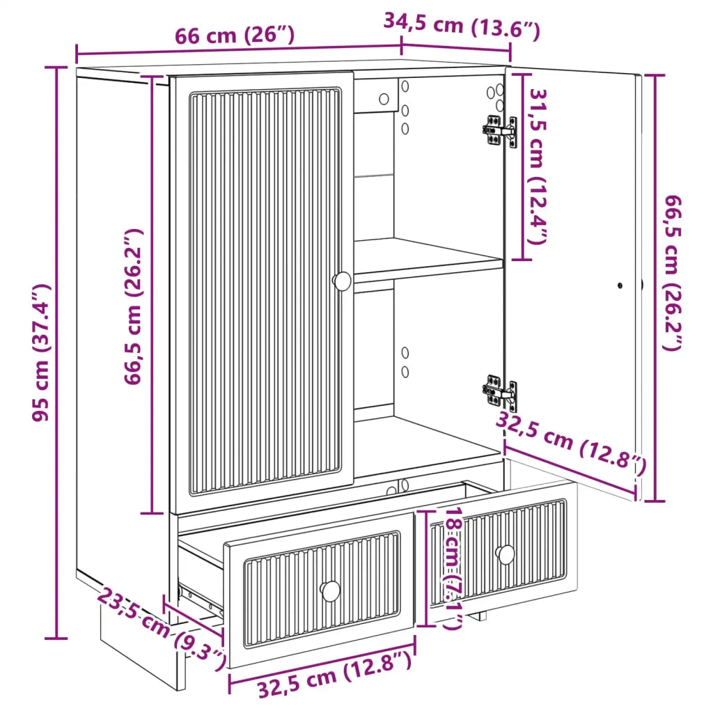 Credenza Quercia Affumicata 66 x 34,5 x 95 cm 893980