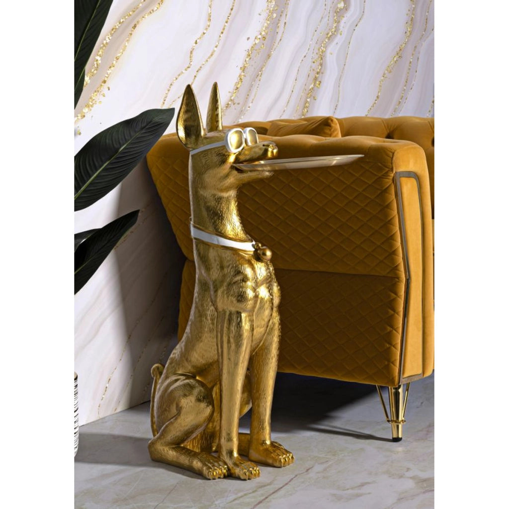 Vassoio Cane 15, Oro, Poliresina, 30x64x91 cm