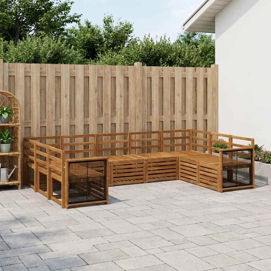 Set di divani da esterno 7 pz Naturale Legno di Acacia Massello 3384830