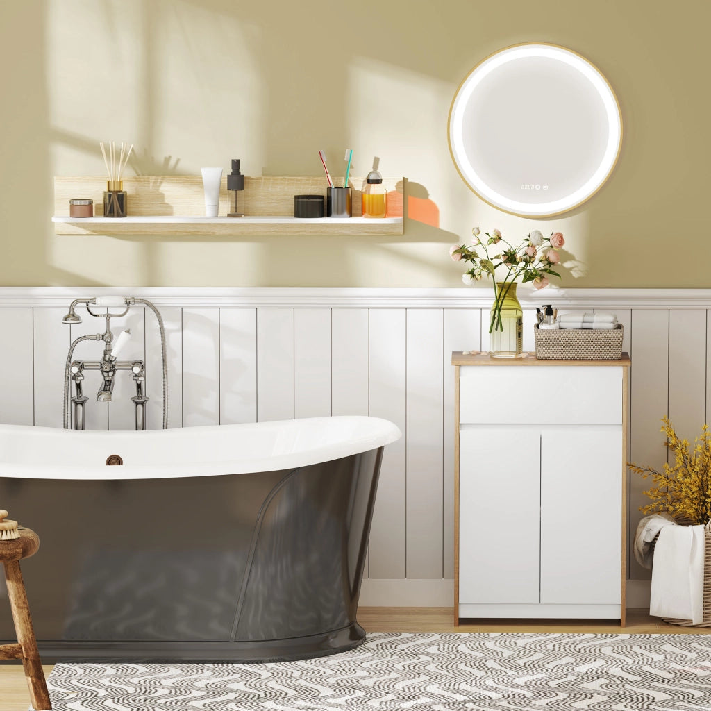 Specchio Bagno con Luce LED Regolabile ¨C Minimal ¨C Dorato ?60x4 cm