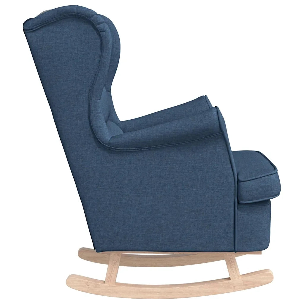 Poltrona | Sedia a Dondolo Blu 74x90x102 cm in Tessuto