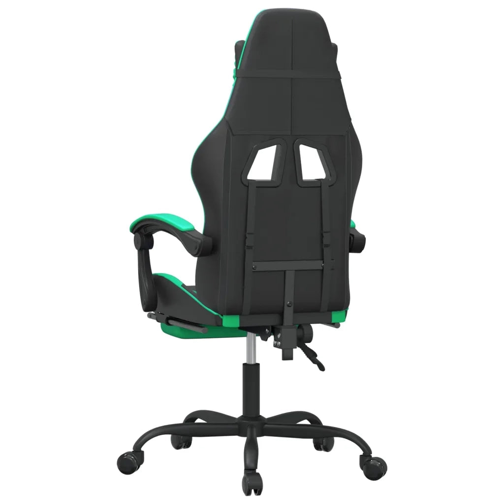 Sedia da Gaming | Sedia da e-sports Girevole con Poggiapiedi Nero Verde Similpelle