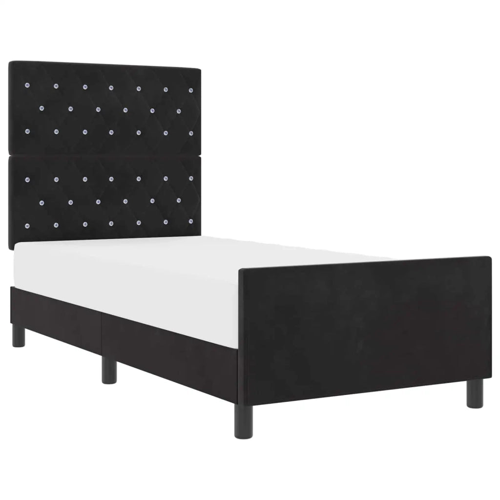 Letto a molle con testiera Nero 100 x 200 cm Velluto