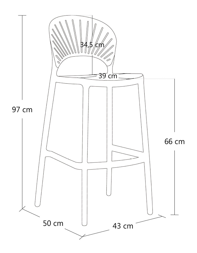 Sgabello cucina nero in plastica, sgabello alto – Sunny - SG10SUPP
