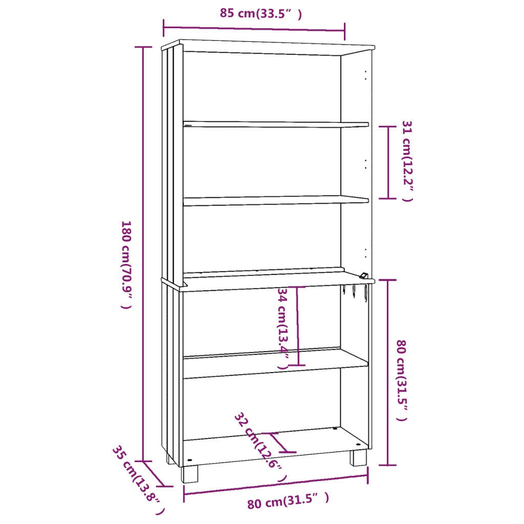 Credenza HAMAR in Legno Massello di Pino Marrone 3100938