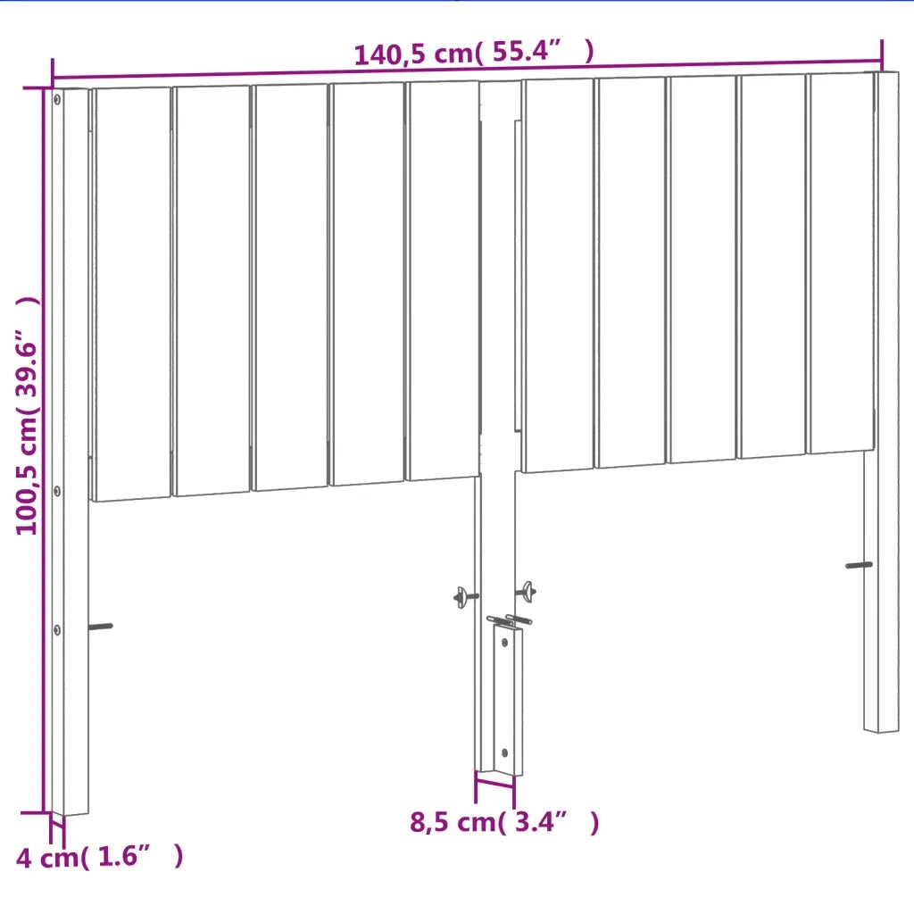 Testiera Marrone Cera 135 cm in Legno Massello di Pino 844343