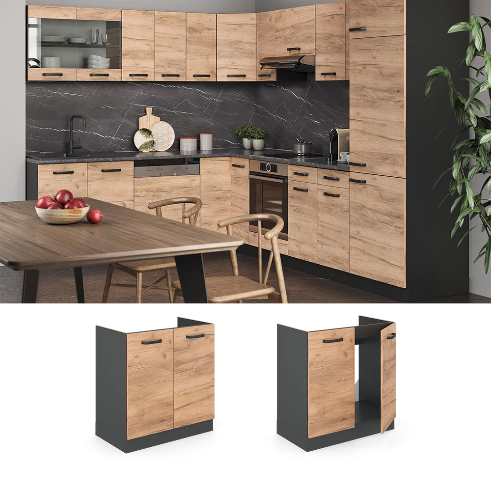 Vicco Mobile lavello cucina Quercia dorata 80 cm PL Marmo