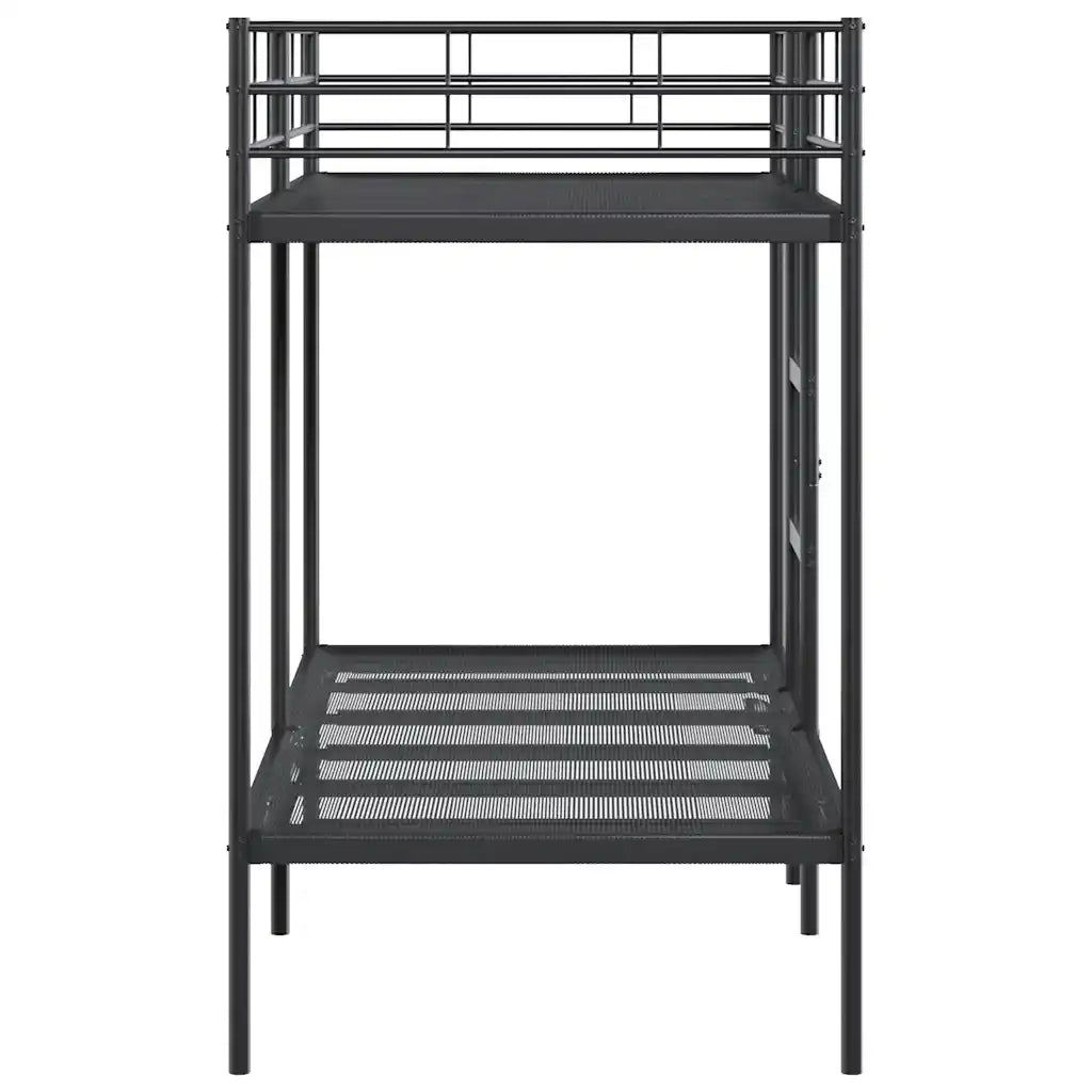 Letto a Castello senza Materasso-Struttura Letto a Castello Nero 100x190 cm in Acciaio