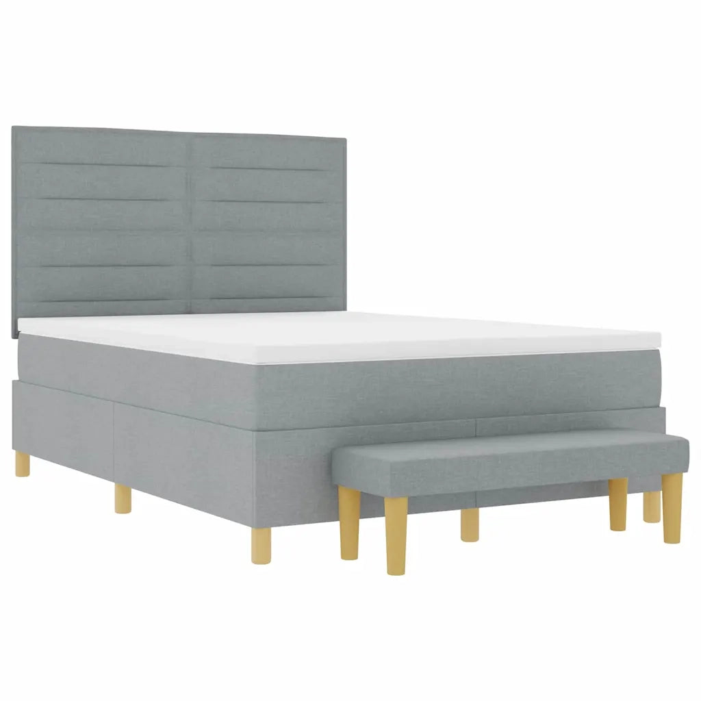 Letto a molle con materasso Grigio chiaro 140 x 190 cm Tessuto