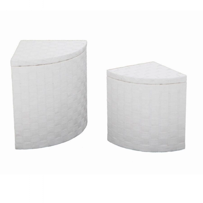 Cestone paper bianco 1-2 angol con fodera cm 40x40h53