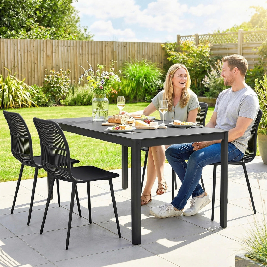 Set 4 Sedie da Giardino Esterno con Schienale ¨C Xylo ¨C Nero