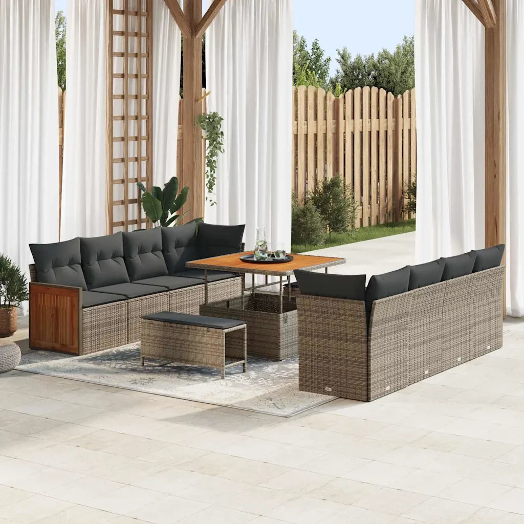 Set Divano da Giardino Grigio 231 x 224 x 85 cm polyrattan 3365238