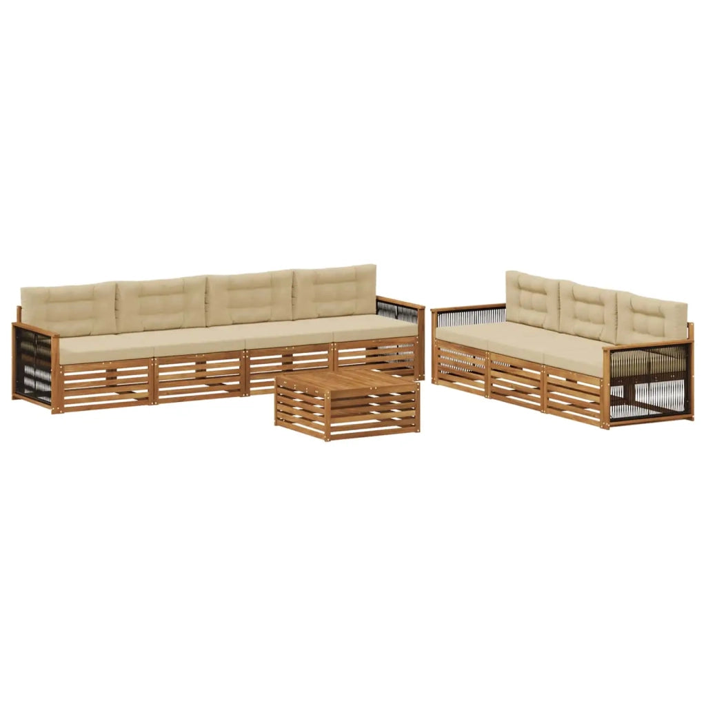 Set di divani da esterno con cuscino 8 pcs Naturale e Beige 3383116