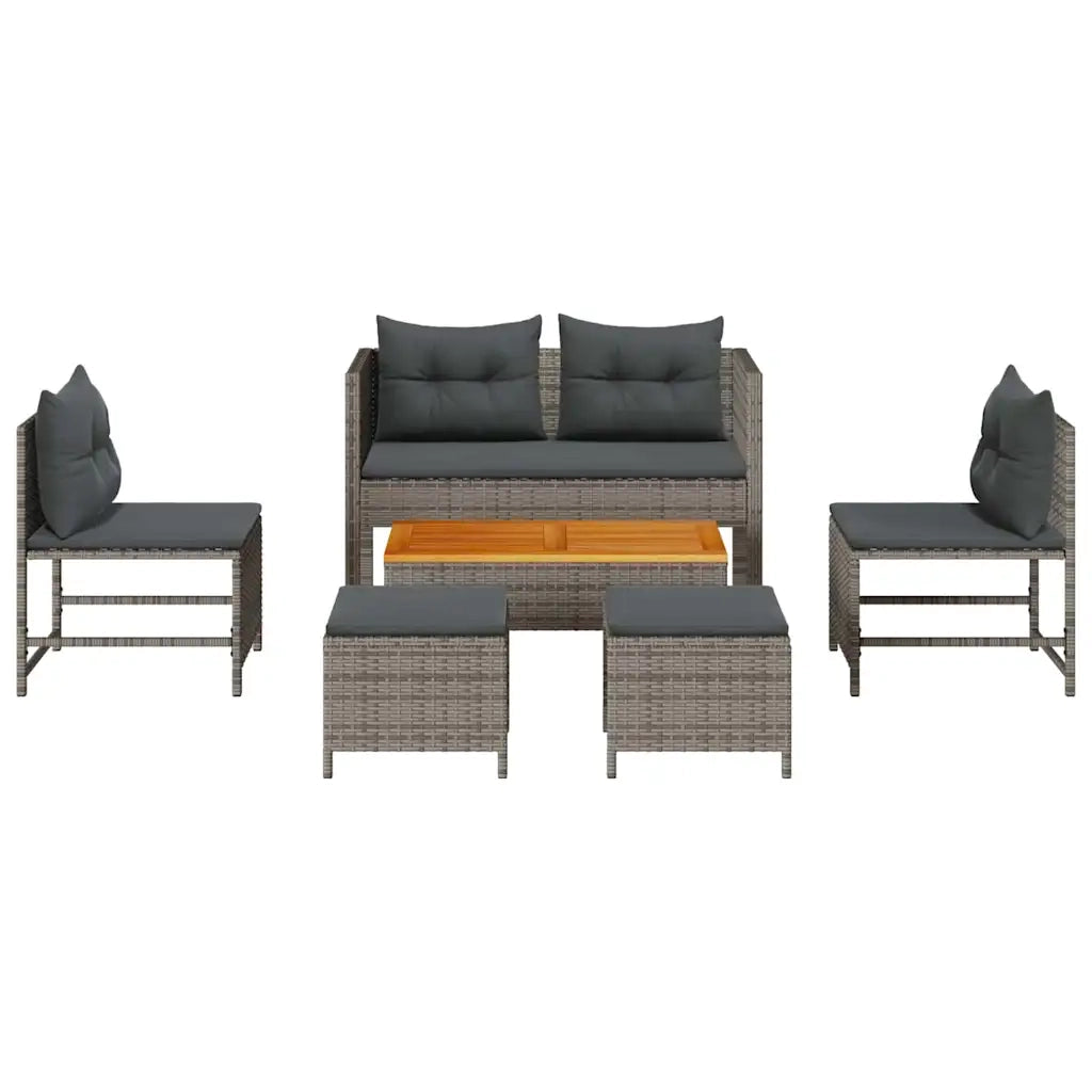 Set Divano da Giardino 6 pz | Set Salotto da Giardino Grigio e Grigio Scuro polyrattan