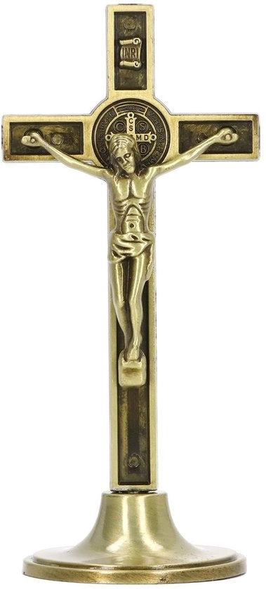 Croce in Legno a Forma di Croce - Base Rimovibile - Decorazione - 4,7 x 5,2 x 12 cm - Croce Decorativa